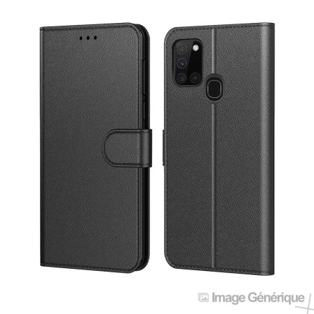 Faux Leather Flip Case for Samsung Galaxy A21S - Black