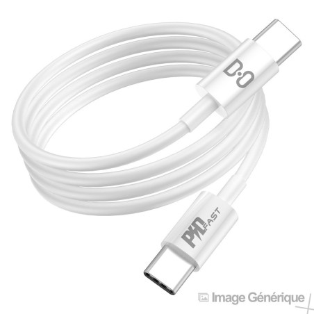 Type-C to Type-C Data Cable - 1m - White - (Compatible, Blister)