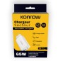Konrow KC65ACCW – 3-Port-Netzteil (1 Typ-A-Port und 2 Typ-C-Ports) 65 W Schnellladung – Weiß (Blister)