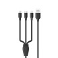 Konrow KC3IN1PB - Cavo USB 3 in 1 - Tipo C, Micro USB e da Lightning a Tipo A - 1 m - Bianco (Blister)