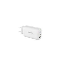 Konrow KC65ACCW - 3 Port Power Adapter (1 Type A Port & 2 Type C Ports) 65W Fast Charging - White (Blister)