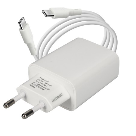 Forcell - Complete Mains Charger (25W Type C Adapter & Detachable Type-C to Type-C Cable, 1m, White) Original Packaging